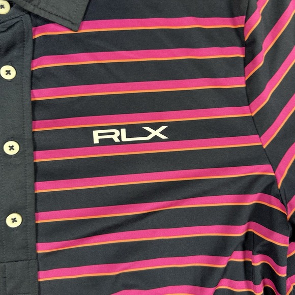 RLX Ralph Lauren Polo Shirt Mens XL‎ Striped Blue Pink White Short Sleeve Golf - Picture 3 of 7